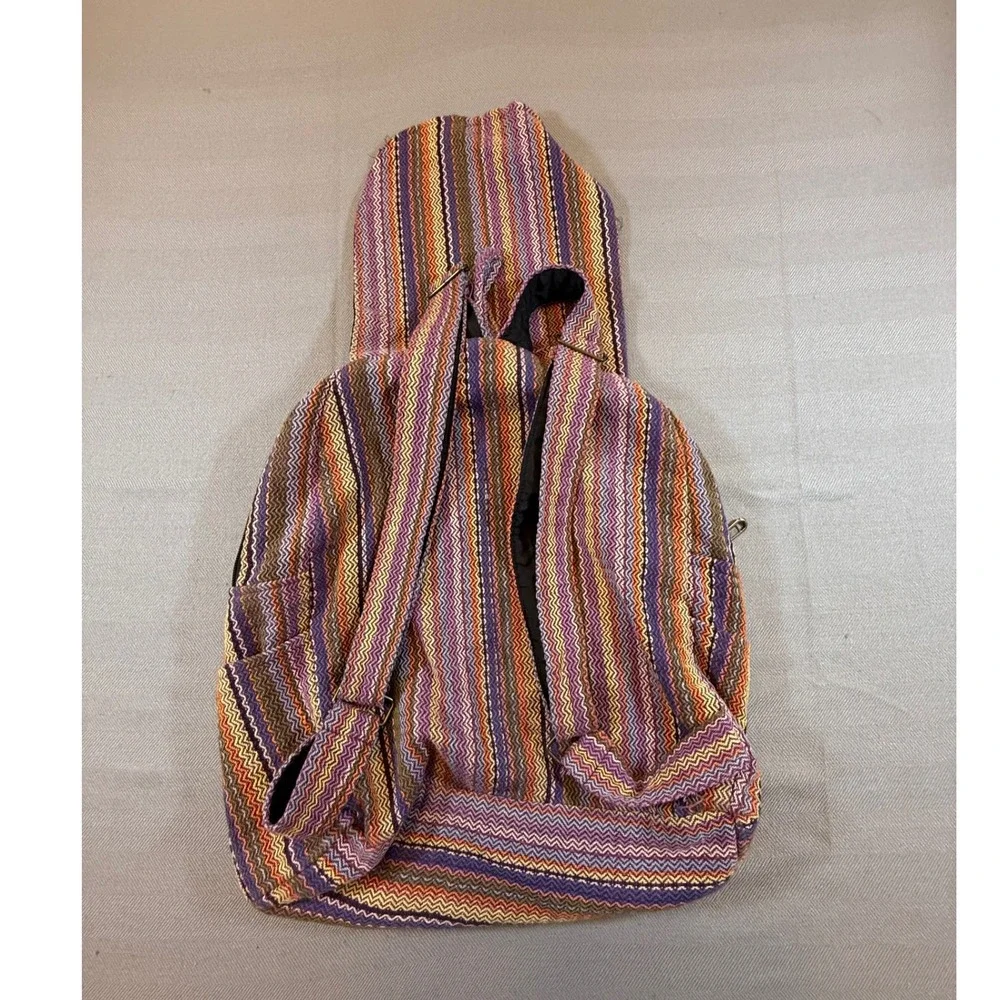 Flying High Footpath Trading Co Cotton Woven Backpack Nepal Boho Chevron 2237